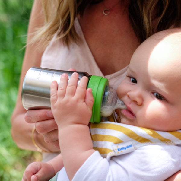 Baby drinking from Klean Kanteen Baby Bottle