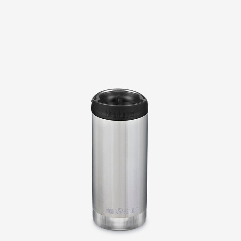Klean Kanteen 355ml TKWide Insulated Water Bottle In Brushed Steel with Cafe Cap