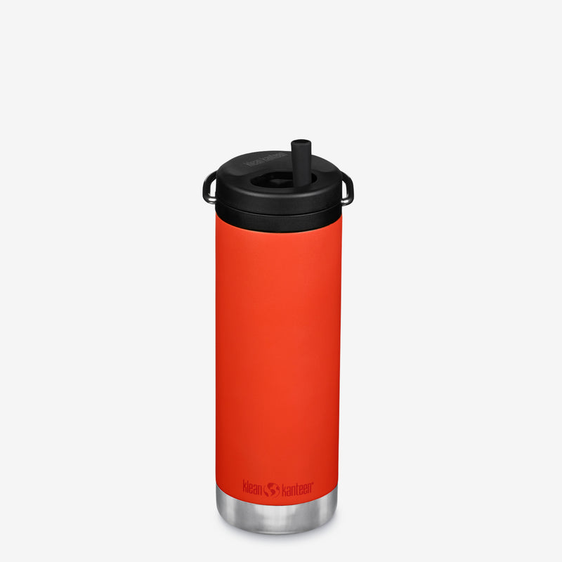 Klean Kanteen 473ml TKWide Insulated Water Bottle In Tiger Lily Red with Twist Cap