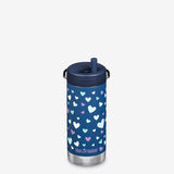 Klean Kanteen 355ml TKWide Insulated Water Bottle In Navy Heart Pattern with Twist Cap